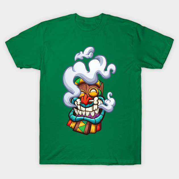 Smoking Tiki Mask T-Shirt by memoangeles